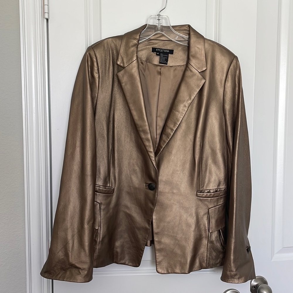 Etcetera | Bronze Leather Blazer | sz 14